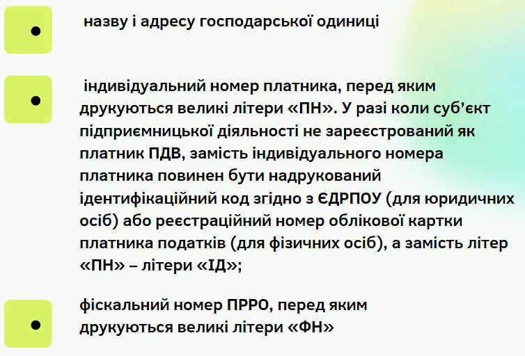Обов’язкові реквізити Z-звіту