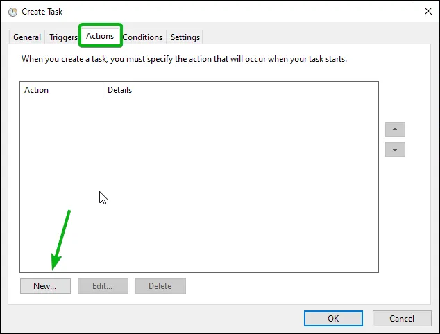 Дії в Планувальнику завдань в Windows